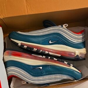 Nike Air Max 97 Teal/hunter Green and Silver/orange Sneakers